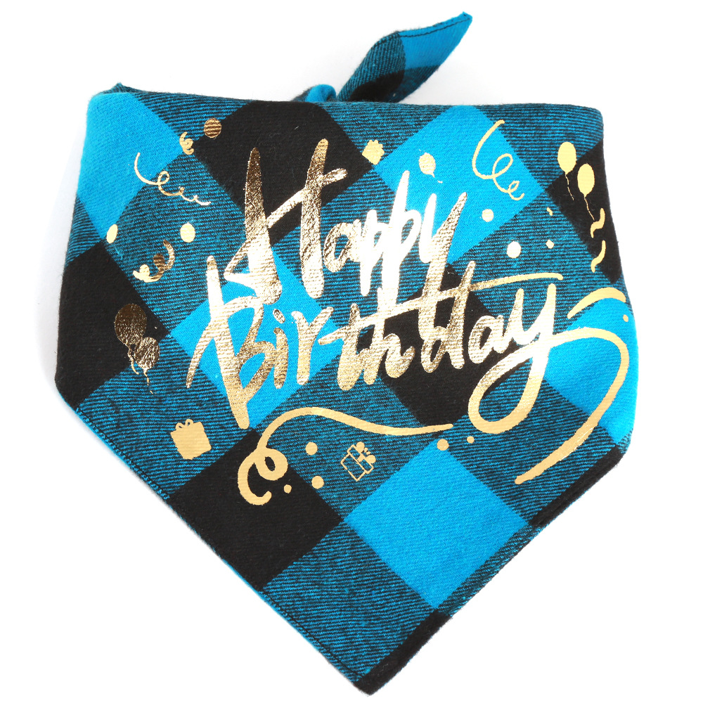 Праздничная бандана для питомца, Happy Birthday, Голубой, 65*45*45 см, 1 шт. в упак. 