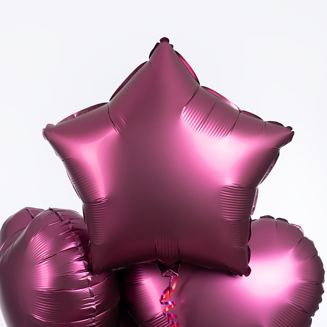 Шар (18''/46 см) Звезда, Бургундия, Сатин, 1 шт.