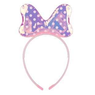 Ободок, Бант в горошек, Светло-розовый, 21*12 см, 1 шт. 