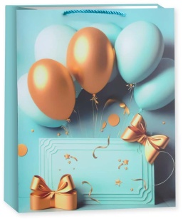 Пакет подарочный, 210гр, Праздничные шары, Дизайн №4, 32*26*10 см, 1 шт.