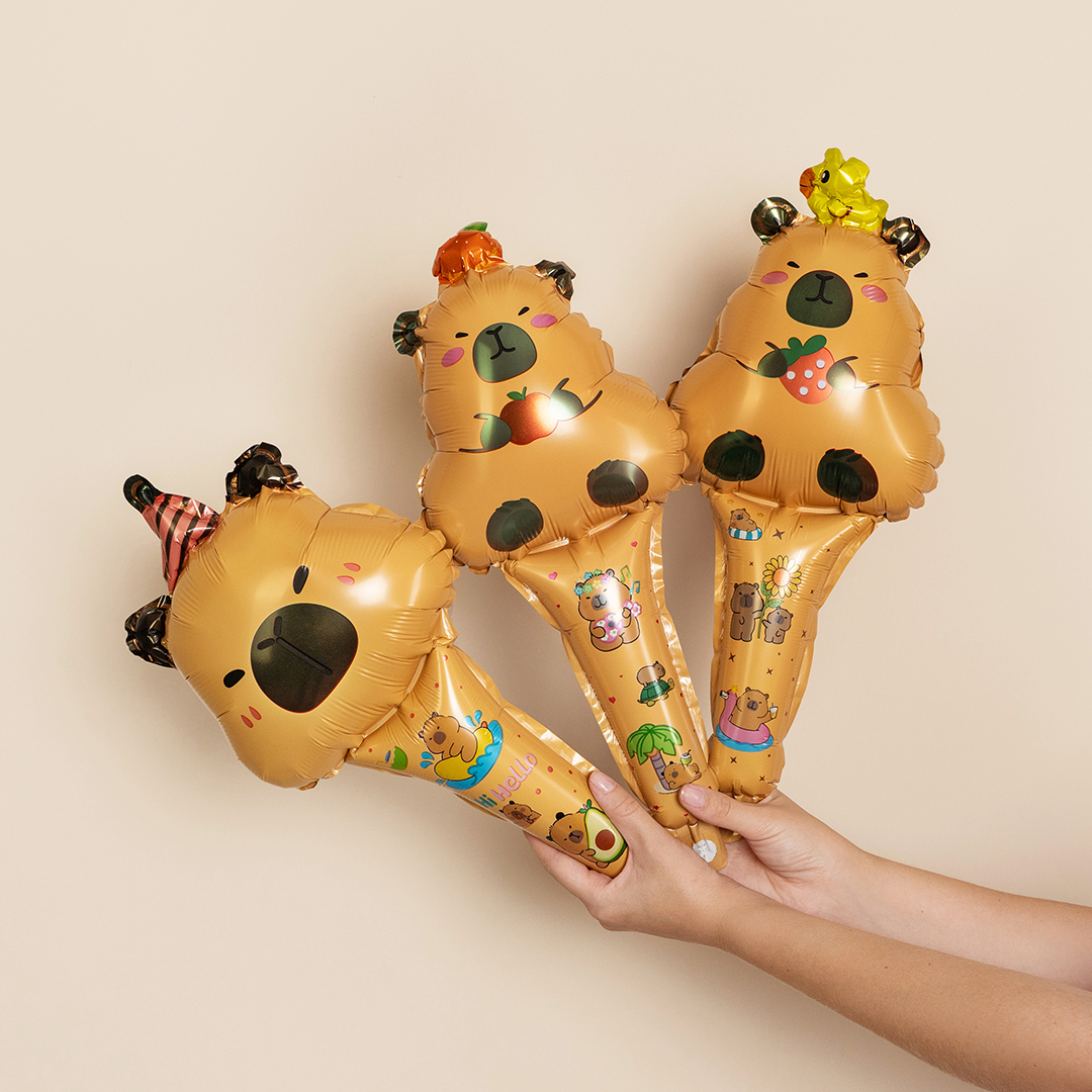 Шар ручной, с клапаном (20''/51 см) Фигура, Капибара в колпачке, 1 шт.