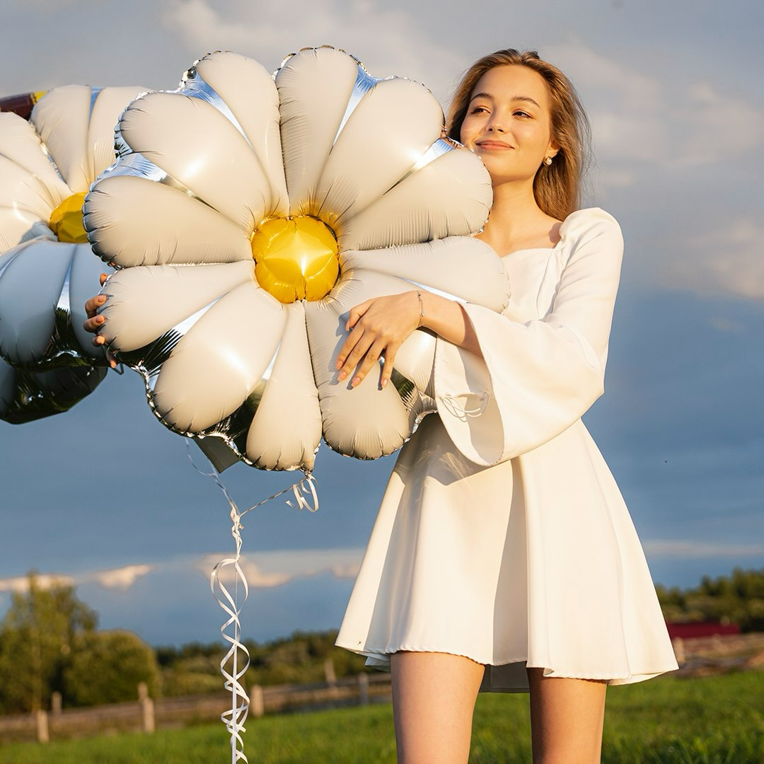 Шар (35''/89 см) Цветок, Ромашка, 1 шт.