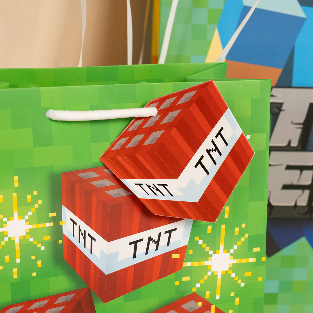 Пакет подарочный, Пиксели, TNT, 23*18*10 см, 1 шт.