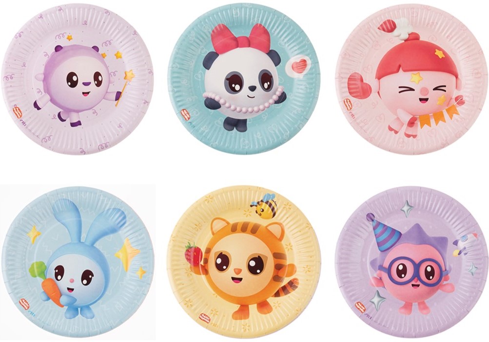 Тарелки (7''/18 см) Малышарики, Ассорти, 6 шт.