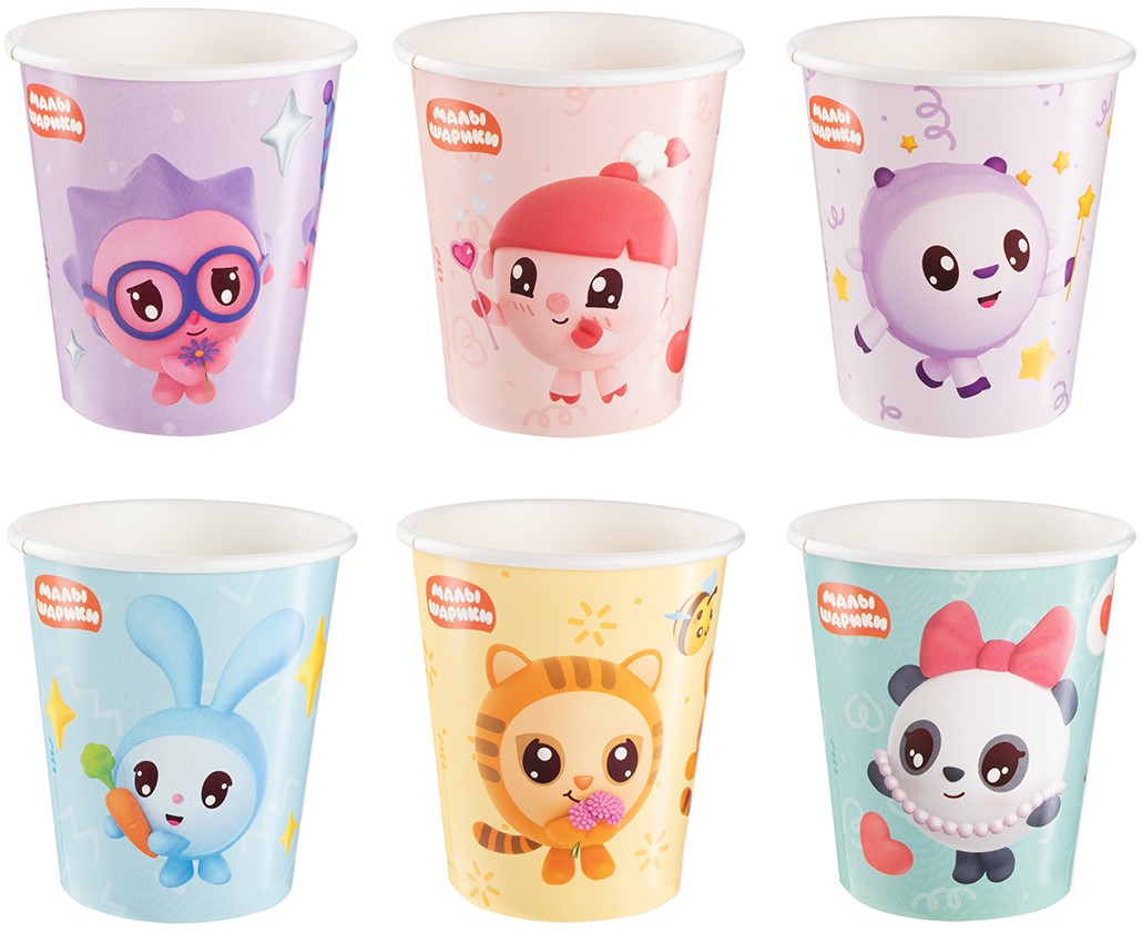 Стаканы (250 мл) Малышарики, Ассорти, 6 шт.