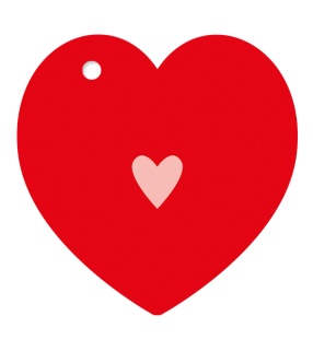 Бирки для подарков, Сердце, Красный, 5,1*5,8 см, 20 шт.