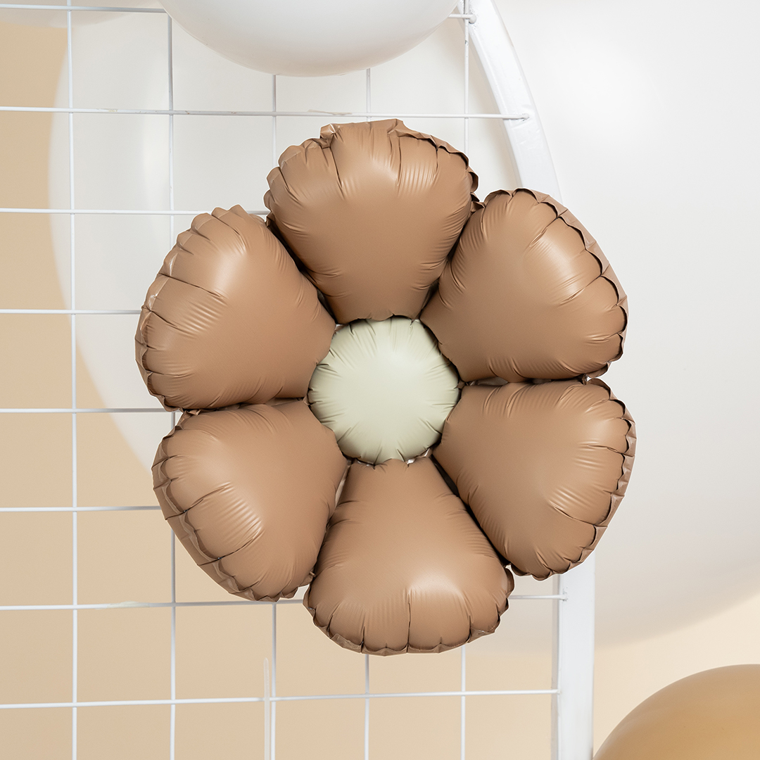 Шар с клапаном (15''/38 см) Мини-цветок, Ромашка, Бежевый, Сатин, 5 шт. в уп.