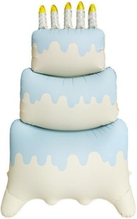 Шар 3D (47''/119 см) Фигура, Торт со свечками, Голубой, Сатин, 1 шт. в уп.
