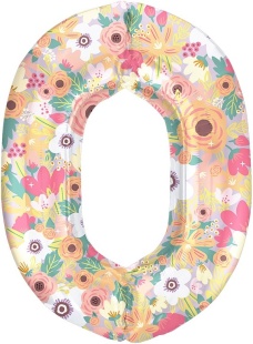 Шар (34''/86 см) Цифра, 0 Цветочный вальс, 1 шт. в уп.