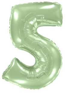 Шар (40''/102 см) Цифра, 5, Мятный, Макарунс, 1 шт.