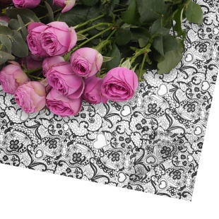 Упаковочная пленка 50мкр (0,58*0,58 м) Кружево, Черный, Матовый, 20 шт.