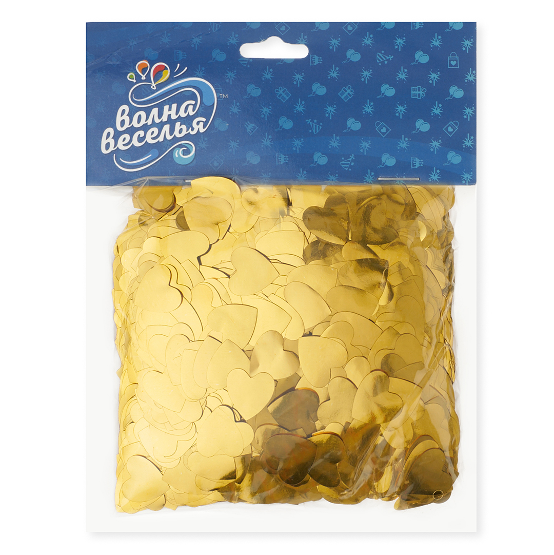 Конфетти фольга Сердце, Золото, Металлик, 1,5 см, 50 г.