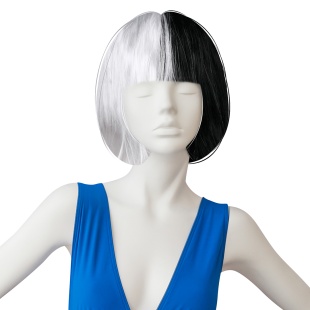 Парик карнавальный, 120 гр, Каре 2 Половинки, Платиновый/Черный, 1 шт. в упак. 