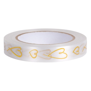 Лента (2 см*50 м) Золотые сердца, 1 шт.