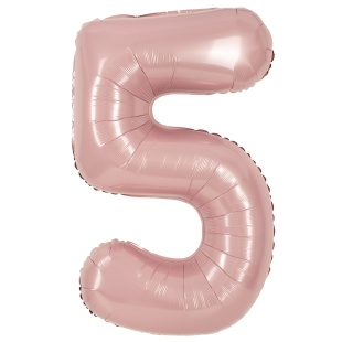 Шар (40''/102 см) Цифра, 5, Пыльная роза, Сатин, 1 шт. в уп.