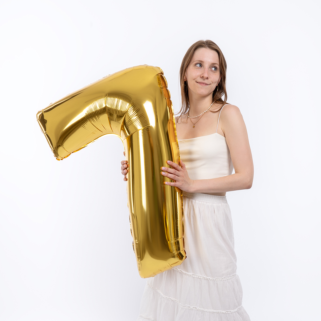 Шар (40''/102 см) Цифра, 7, Золото, 1 шт.