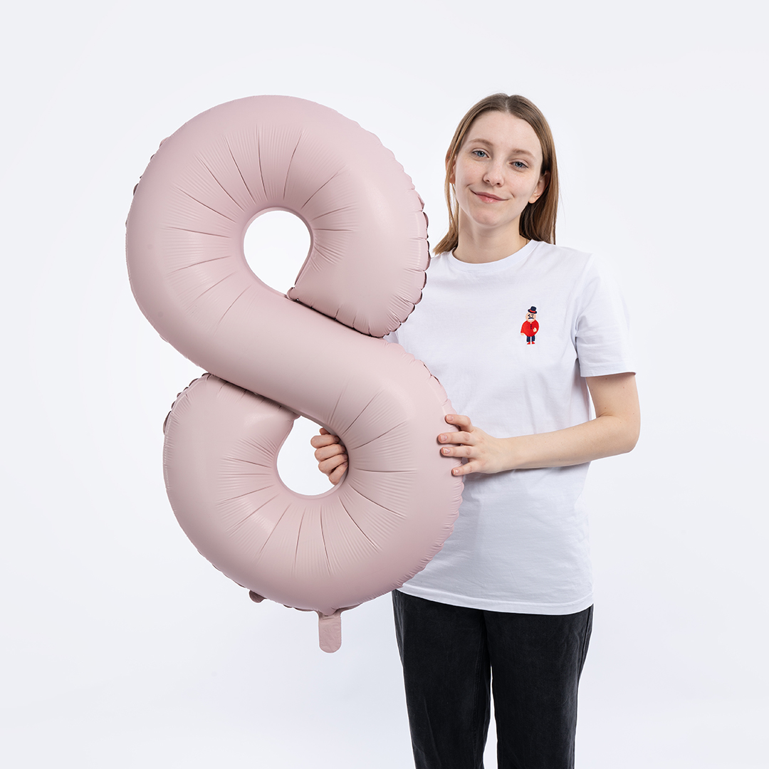 Шар (40''/102 см) Цифра, 8 Slim, Пыльная роза, Сатин, 1 шт. в уп.