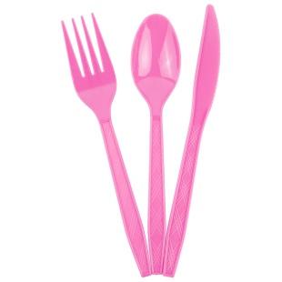 Набор столовых приборов, Вилки, Ложки, Ножи: 3*6 шт, Розовый, 15 см, 18 шт. в упак. 
