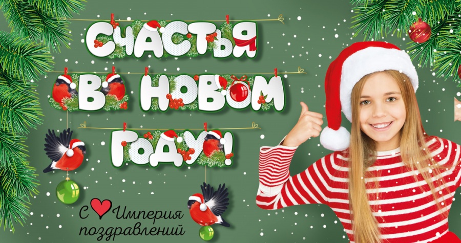 Гирлянда Счастья В Новом Году! (снегири), 370 см, 1 шт.