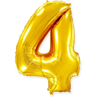 Шар (40''/102 см) Цифра, 4, Золото, 1 шт. в уп.