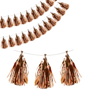 Гирлянда Тассел, Розовое Золото, Металлик, 35*12 см, 12 листов.