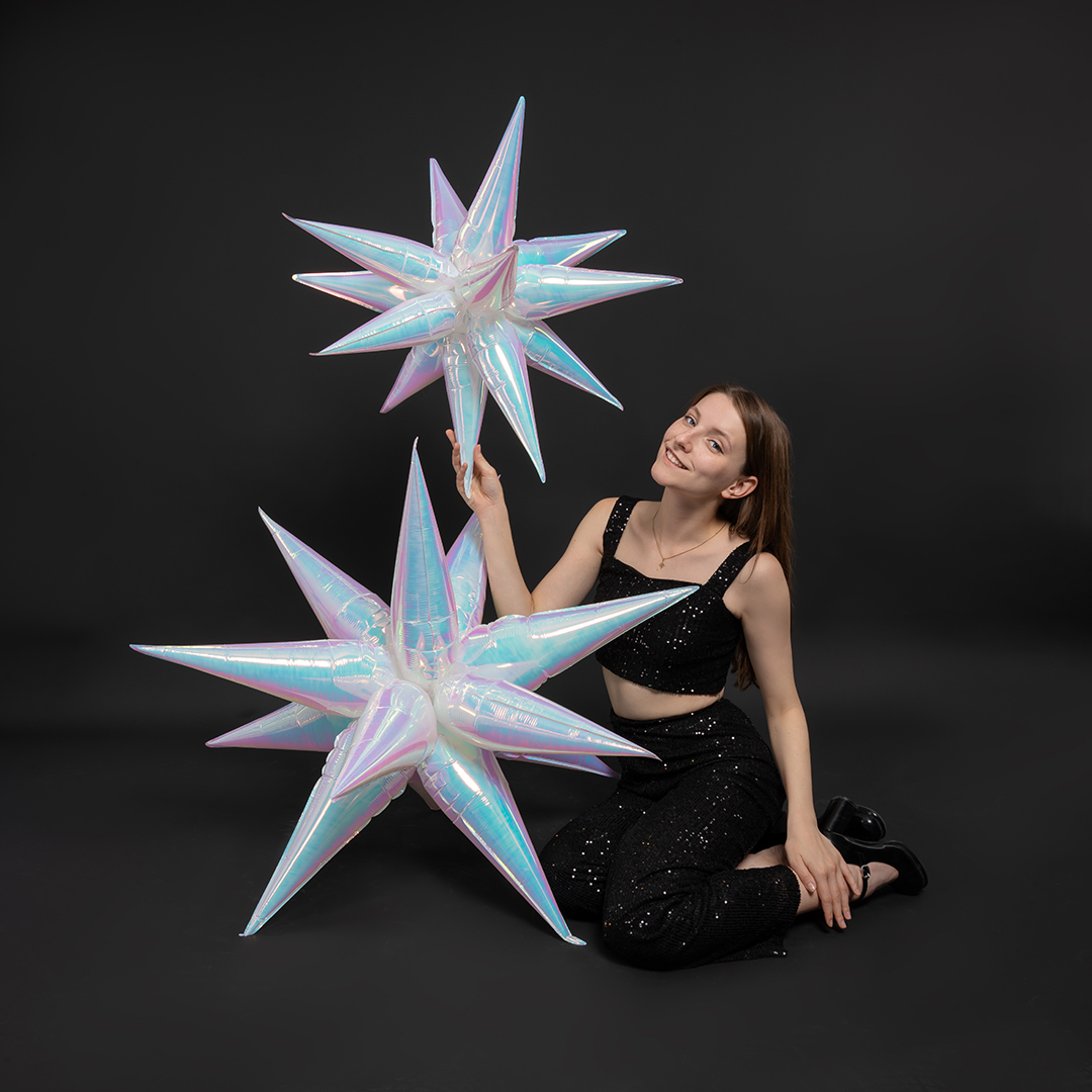 Шар 3D (26''/66 см) Звезда, Составная, Жемчужный, Хамелеон, 1 шт. в уп.