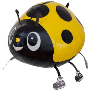 Шар 3D (18''/46 см) Ходячая Фигура, Божья коровка, Желтый, 1 шт.