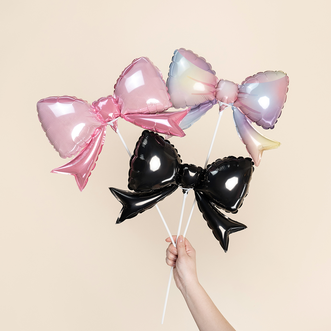 Шар (14''/36 см) Мини-фигура, Бант, Розовый, 1 шт.