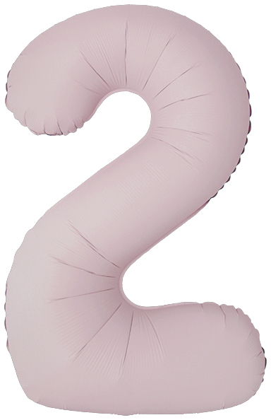 Шар (40''/102 см) Цифра, 2 Slim, Пыльная роза, Сатин, 1 шт. в уп.