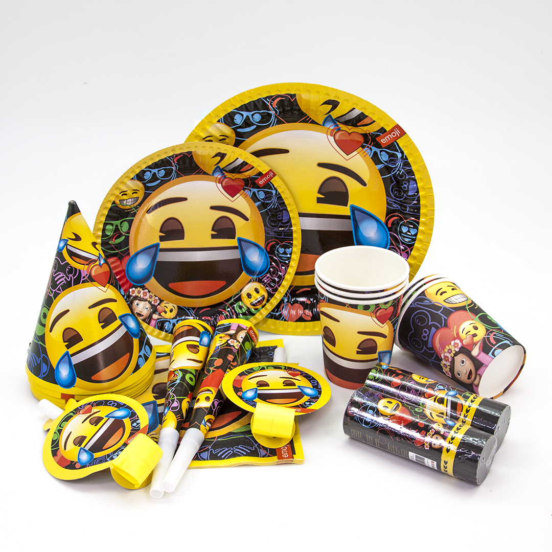 Сервировочные салфетки, Смайл, Emoji, Черный, 33*33 см, 12 шт.