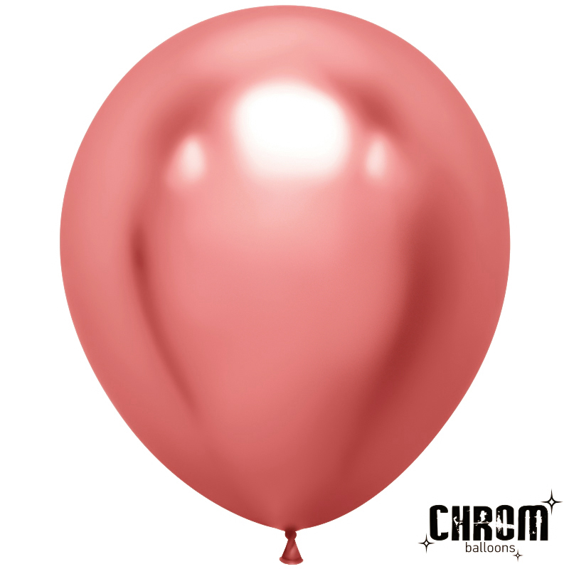 Шар (18''/46 см), Розовый, хром, 10 шт.