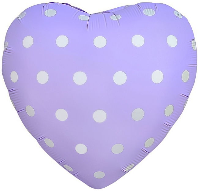 Шар (18''/46 см) Сердце, Кремовый горошек, Сиреневый, 1 шт.