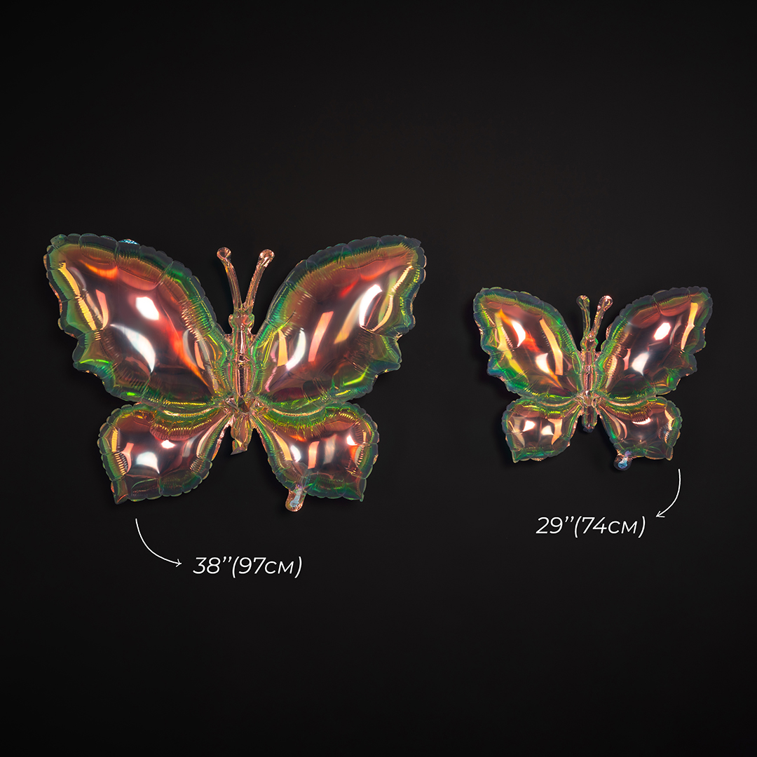 Шар (26''/66 см) Фигура, Бабочка (надув воздухом), Прозрачный, Хамелеон, 1 шт. в уп.