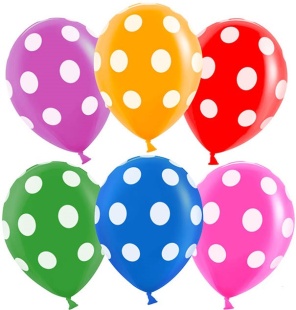 Шар (12''/30 см) Белые точки, Ассорти, пастель, 5 ст, 25 шт.