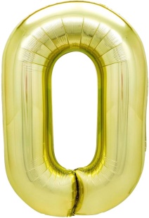 Шар (40''/102 см) Цифра, 0, Белое золото, Металлик, 1 шт. в уп.