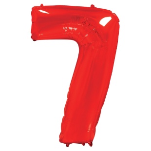Шар (40''/102 см) Цифра, 7, Красный, 1 шт. в уп.