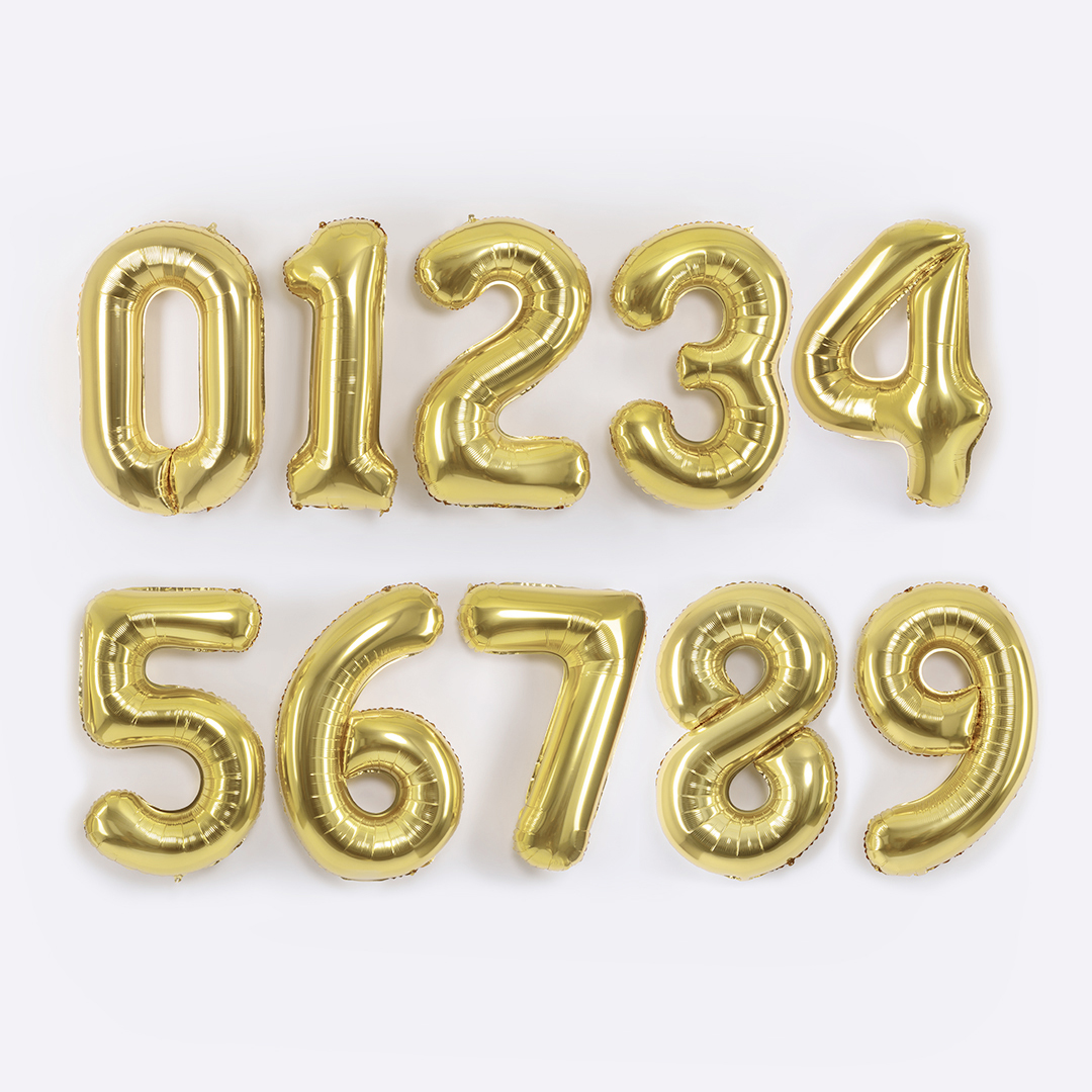 Шар (40''/102 см) Цифра, 5, Белое золото, Металлик, 1 шт. в уп.