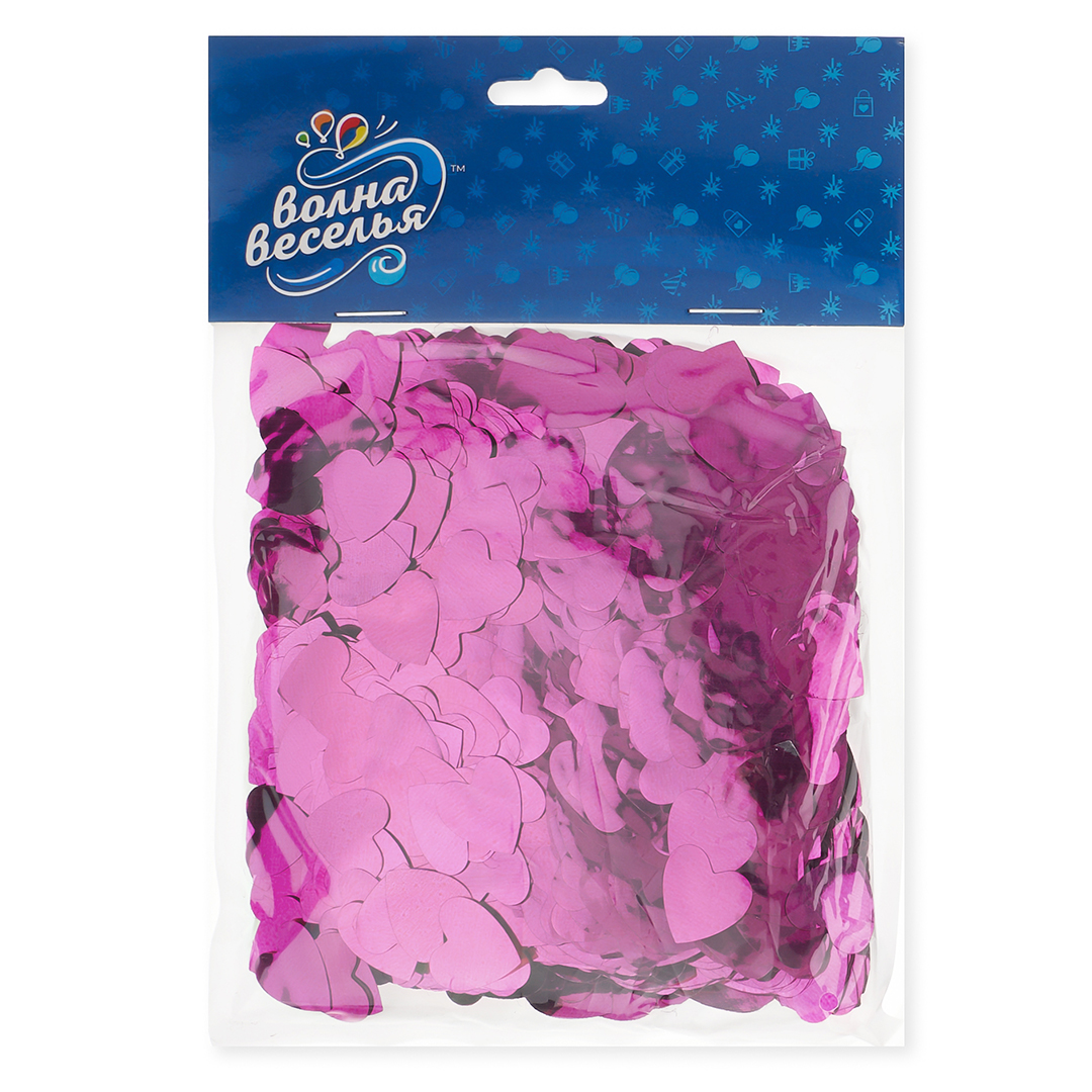 Конфетти фольга Сердце, Розовый, Металлик, 1,5 см, 50 г.