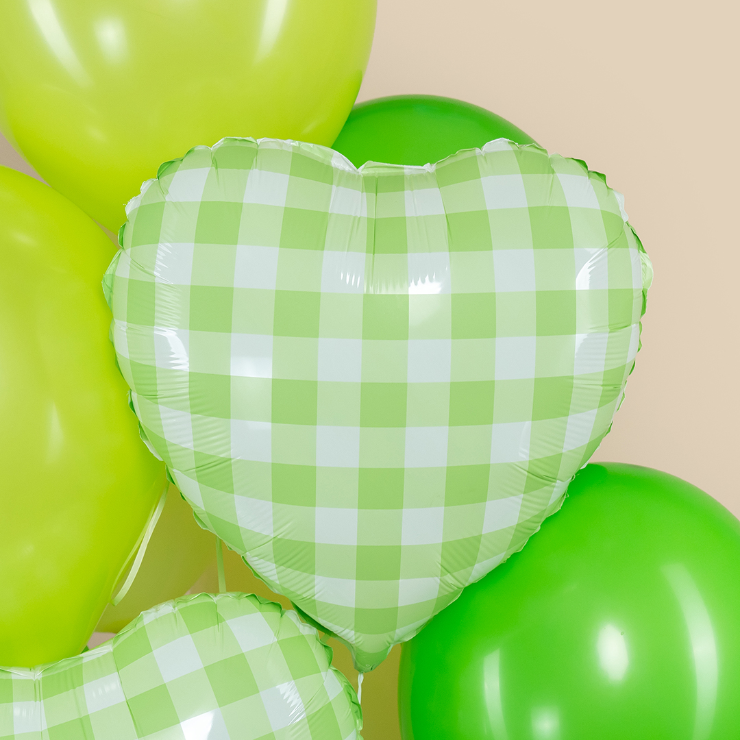 Шар (18''/46 см) Сердце, Клетка Виши, Мятный, 1 шт.