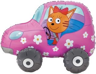 Шар (29''/74 см) Фигура 3D, Три Кота, Карамелька в машинке, 1 шт. в уп.