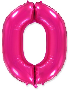 Шар (40''/102 см) Цифра, 0, Фуше, 1 шт.