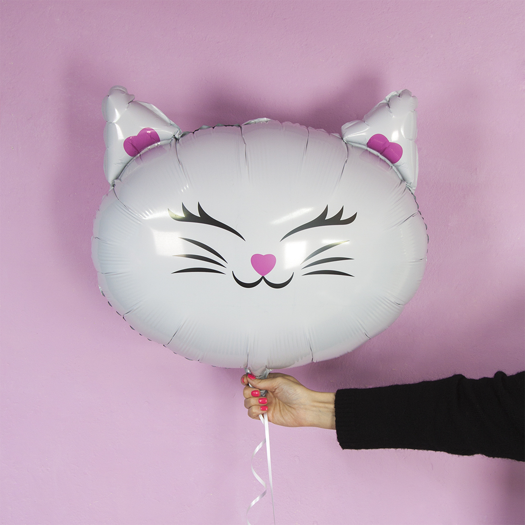 Шар (26''/66 см) Фигура, Кошечка, Белый, 1 шт. в уп.