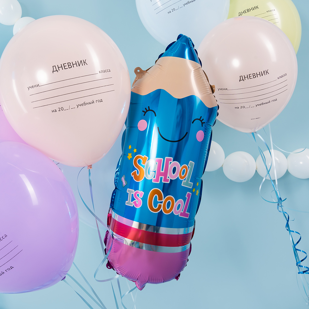 Шар (29''/74 см) Фигура, Школьный карандаш, Синий, 1 шт. в уп.