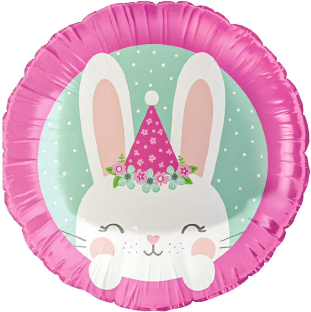 Шар (18''/46 см) Круг, Цветочный Зайка, 1 шт.