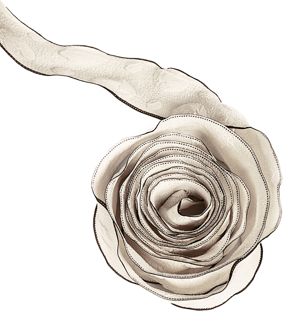 Лента тканевая (2,5 см*9,14 м) Элегантная волна, Кремовый/Черный, 1 шт.