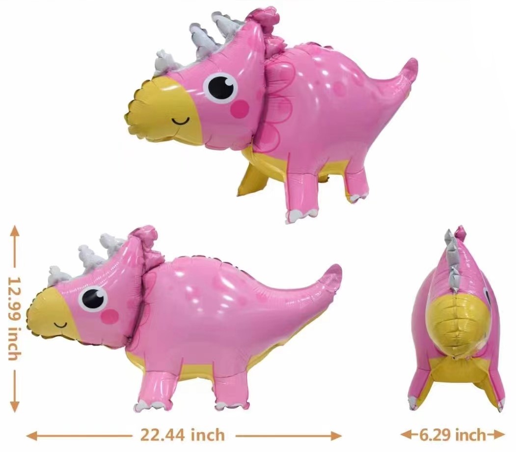 Шар 3D (22''/56 см) Фигура, Маленький динозавр, Розовый, 1 шт.