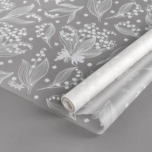 Упаковочная матовая пленка 40мкм (0,6*7,5 м) Ландыши, Белый, 1 шт.