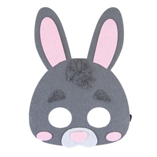 Маска карнавальная, из фетра, Зайчонок, Серый, 24*17 см, 1 шт. 