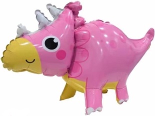 Шар (22''/56 см) Фигура 3D, Маленький динозавр, Розовый, 1 шт.