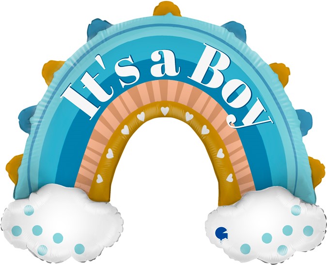Шар (31''/79 см) Фигура, Радуга для мальчика, Голубой, 1 шт.
